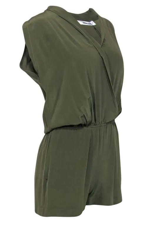 Anine Bing - Olive Sleeveless Silk Romper Sz XS