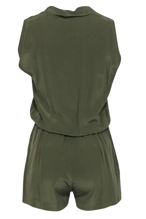 Anine Bing - Olive Sleeveless Silk Romper Sz XS
