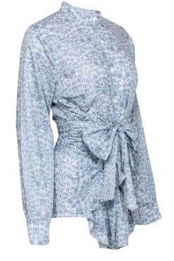 Ann Mashburn - Light Blue & White Paisley Print Button Down Shirt Sz XL