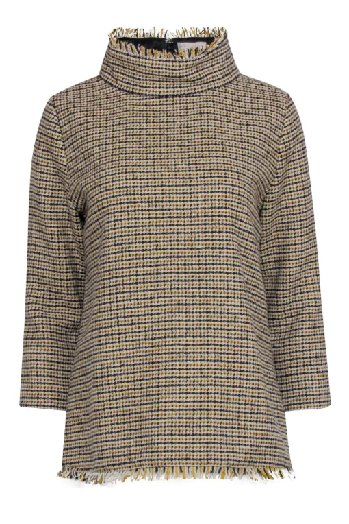Ann Mashburn - Yellow, Black, & White Tweed Long Sleeve Top Sz M