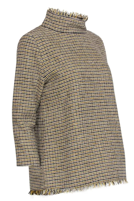 Ann Mashburn - Yellow, Black, & White Tweed Long Sleeve Top Sz M
