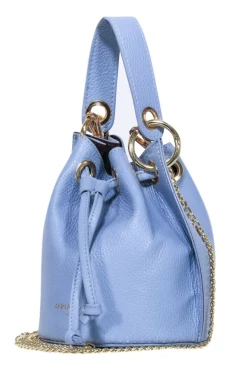 Anna Paola - Light Blue Pebbled Leather Bucket Bag