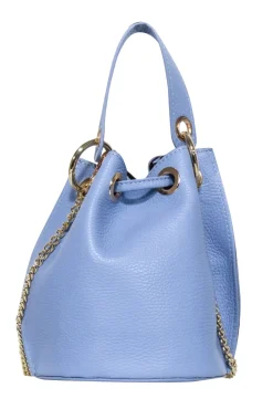Anna Paola - Light Blue Pebbled Leather Bucket Bag