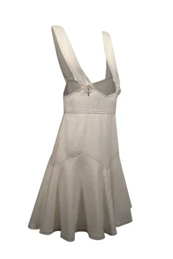 Anna Sui - Ivory Linen Sleeveless Overall Dress Sz 6