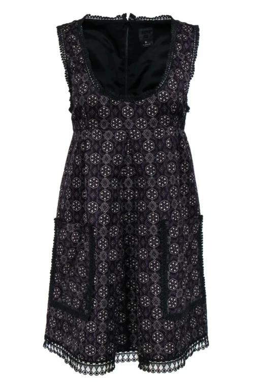 Anna Sui - Purple Printed Cotton & Silk Dress Sz 2