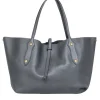 Annabel Ingall - Grey Pebble Leather Tote Bag w/ Gold-Toned Hardware