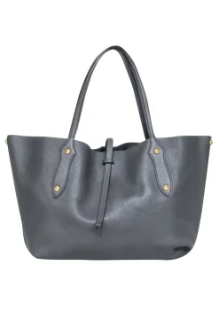 Annabel Ingall - Grey Pebble Leather Tote Bag w/ Gold-Toned Hardware
