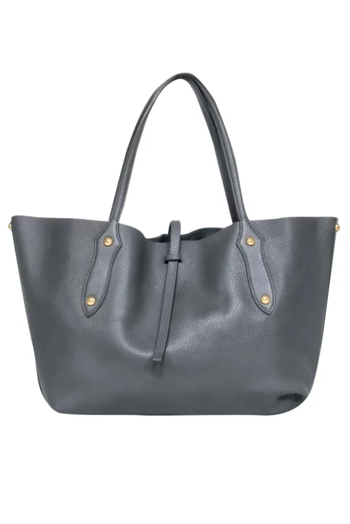 Annabel Ingall - Grey Pebble Leather Tote Bag w/ Gold-Toned Hardware