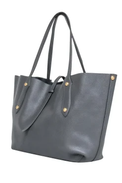 Annabel Ingall - Grey Pebble Leather Tote Bag w/ Gold-Toned Hardware
