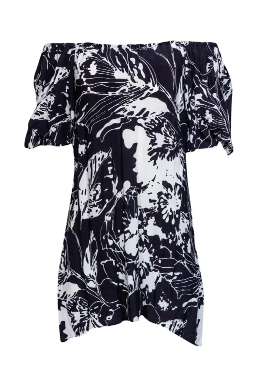 Anne Fontaine - Black & White Floral Off-the-Shoulder Dress Sz 4
