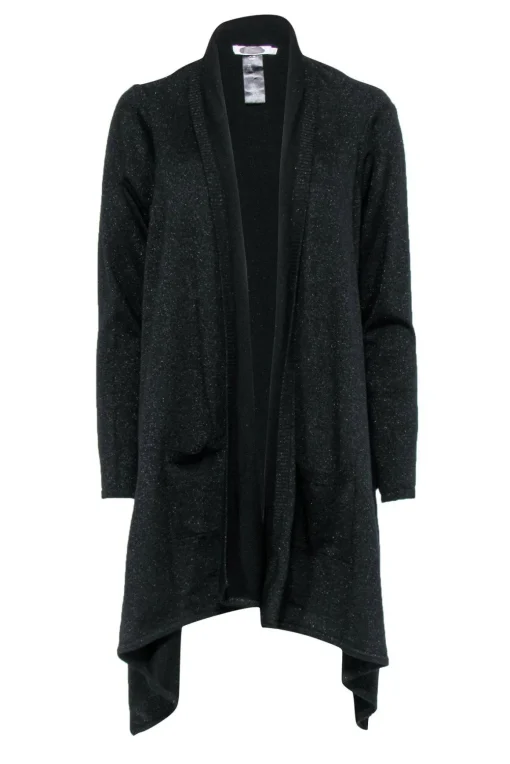 Anne Fontaine - Black Sparkly Draped Open Cardigan Sz 10