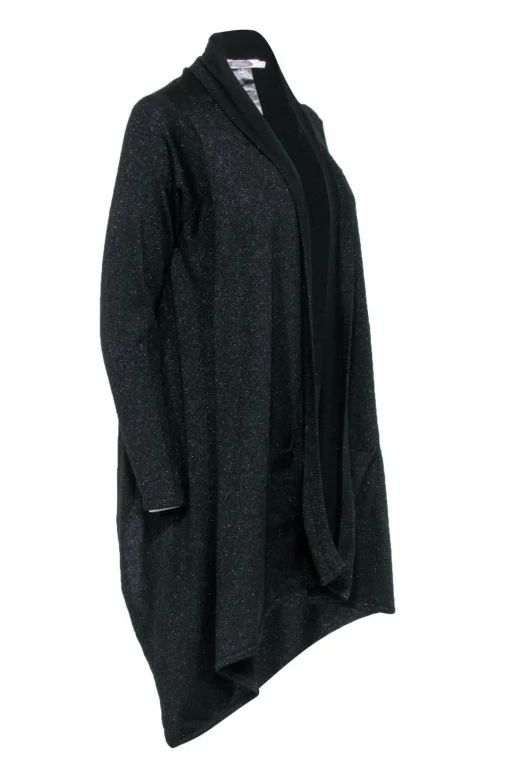 Anne Fontaine - Black Sparkly Draped Open Cardigan Sz 10