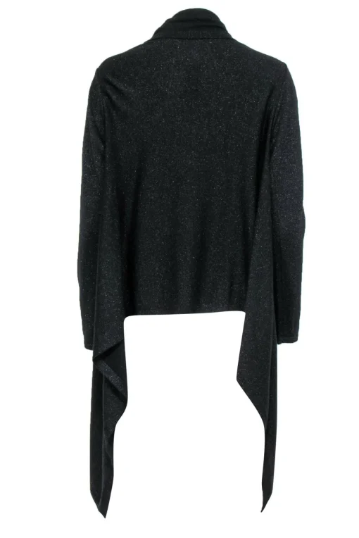 Anne Fontaine - Black Sparkly Draped Open Cardigan Sz 10