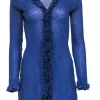 Anne Fontaine - Blue Ruffle Longline Button Front Cardigan Sz 6