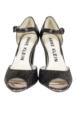Anne Klein - Dark Silver Snakeskin Texture Pumps Sz 6.5