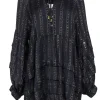 Anthropologie - Black & Gold Metallic Stripe Dress Sz L