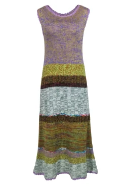 Anthropologie - Lavender & Multicolor Woven Knit Maxi Dress Sz M