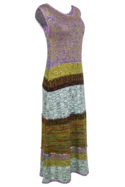 Anthropologie - Lavender & Multicolor Woven Knit Maxi Dress Sz M