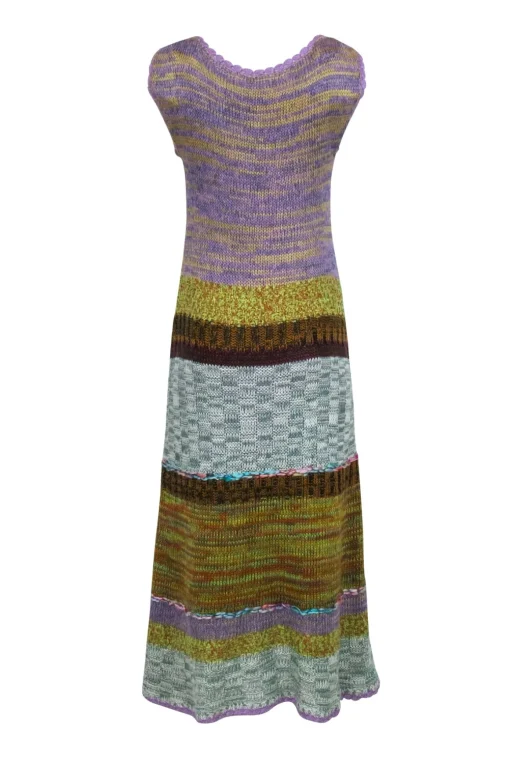 Anthropologie - Lavender & Multicolor Woven Knit Maxi Dress Sz M