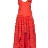 Anthropologie - Orange Ruffle Tiered High-Low Dress Sz XL