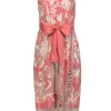 Anthropologie - Pink & Cream Floral Embroidered Midi Dress w/ Fringed Trim Sz 4