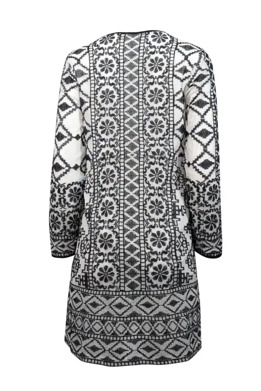 Antik Batik - Cream & Black Embroidered Mini Dress w/ Beaded Accent Sz S