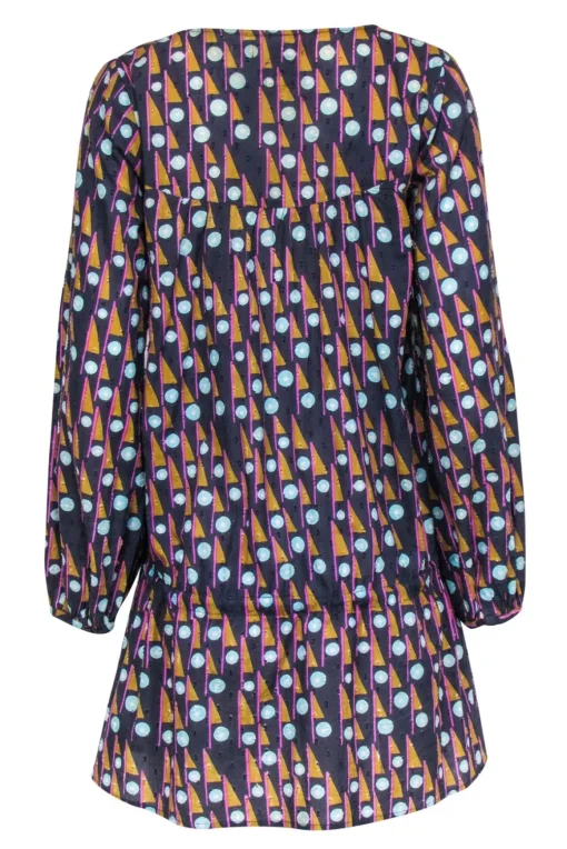 Antik Batik - Navy & Multi Color Print Cotton Dress Sz M