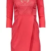Antonio Melani - Coral Textured Fitted Three-Quarter Sleeved Dress Sz 0