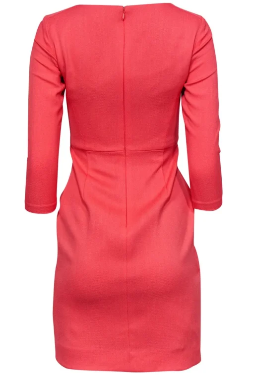 Antonio Melani - Coral Textured Fitted Three-Quarter Sleeved Dress Sz 0