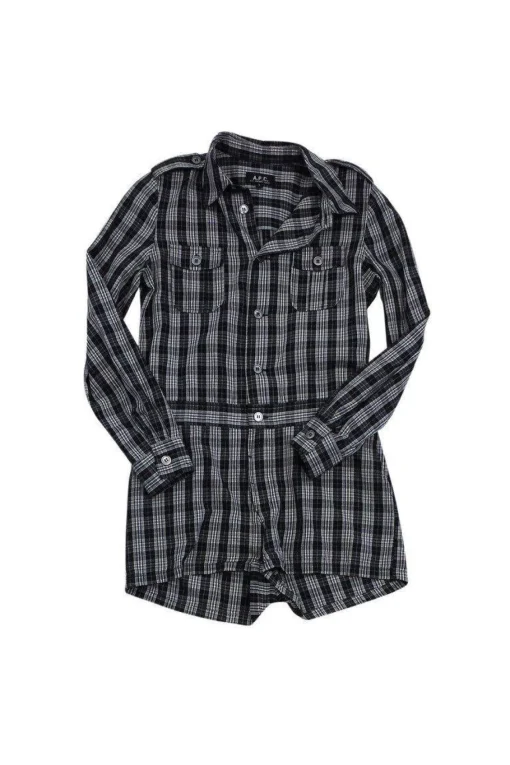A.P.C. - Dark Green, Blue & White Plaid Romper Sz S