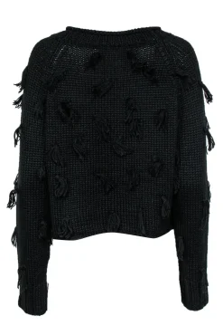 Apiece Apart - Black Knit Fringe Sweater Sz S