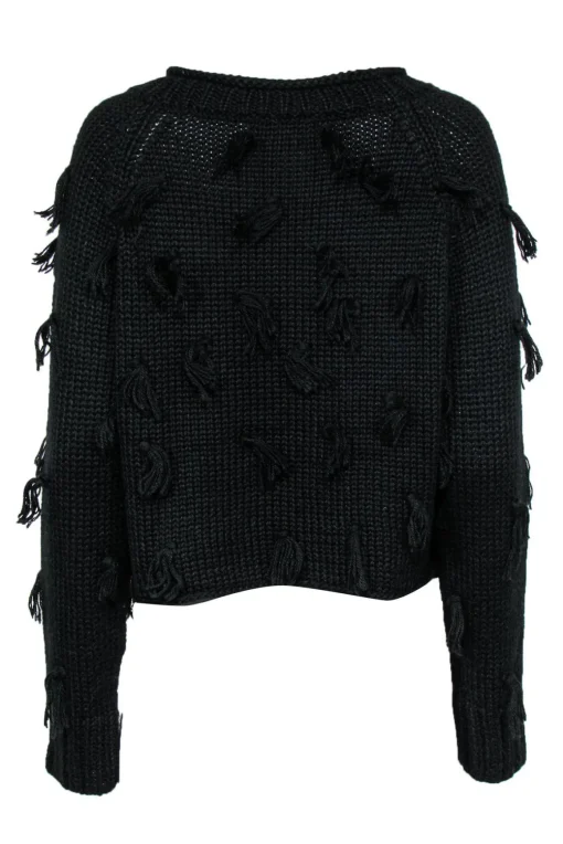 Apiece Apart - Black Knit Fringe Sweater Sz S