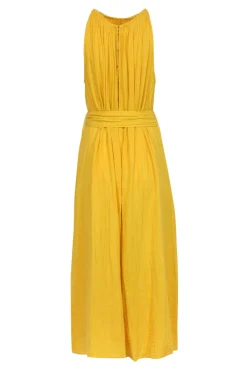 Apiece Apart - Cotton Yellow Sleeveless Wide Leg Jumpsuit w/ Belt Sz 6