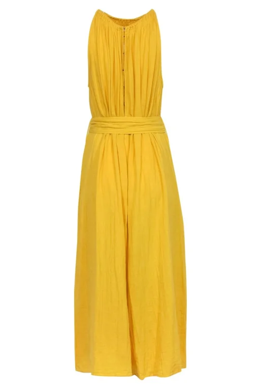 Apiece Apart - Cotton Yellow Sleeveless Wide Leg Jumpsuit w/ Belt Sz 6