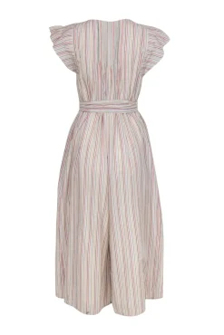 Apiece Apart - White & Multicolor Striped Belted Wide Leg Jumpsuit Sz 4