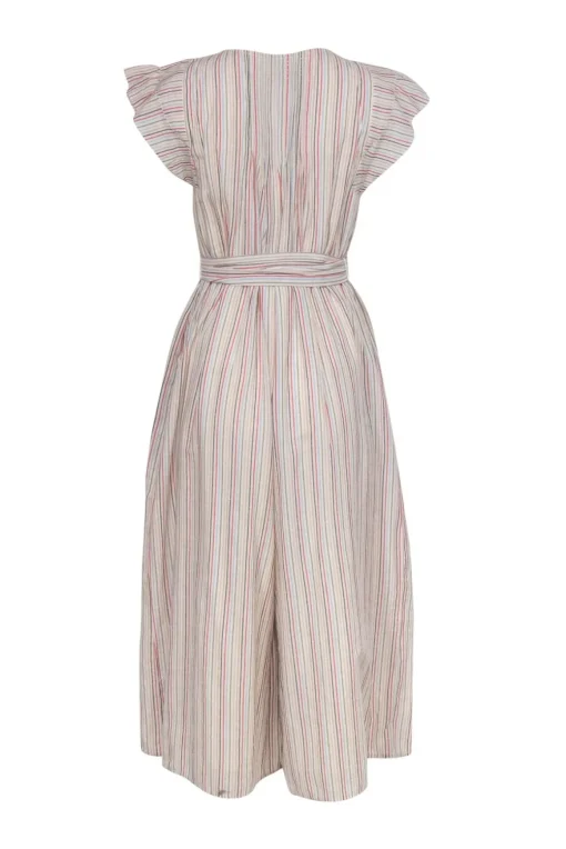 Apiece Apart - White & Multicolor Striped Belted Wide Leg Jumpsuit Sz 4