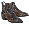 Aquatalia - Black, Brown, & Beige Snakeskin Embossed Leather Ankle Boots Sz 8.5
