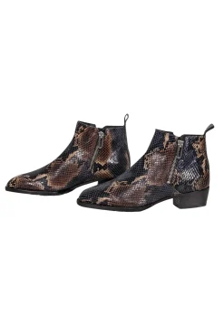Aquatalia - Black, Brown, & Beige Snakeskin Embossed Leather Ankle Boots Sz 8.5