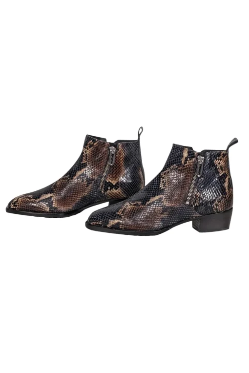 Aquatalia - Black, Brown, & Beige Snakeskin Embossed Leather Ankle Boots Sz 8.5