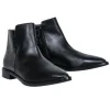 Aquatalia - Black Leather Pointed-Toe Short Boots w/ Croc Embossing Sz 8.5