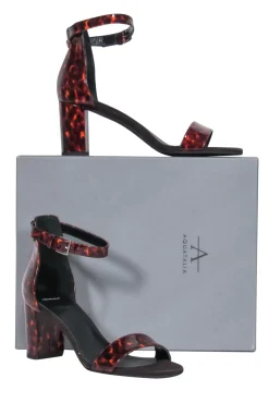 Aquatalia - Brown Tortoise Shell "Selena" Ankle Strap Block Heels Sz 9