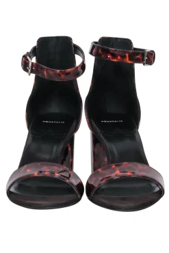 Aquatalia - Brown Tortoise Shell "Selena" Ankle Strap Block Heels Sz 9
