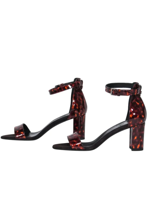 Aquatalia - Brown Tortoise Shell "Selena" Ankle Strap Block Heels Sz 9