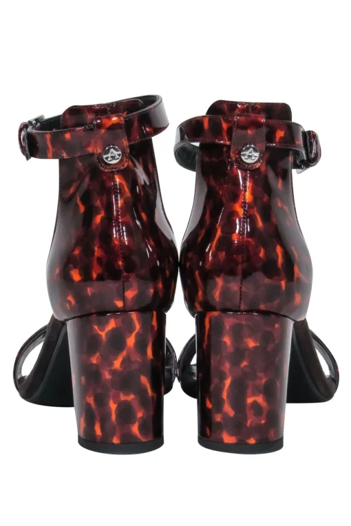 Aquatalia - Brown Tortoise Shell "Selena" Ankle Strap Block Heels Sz 9