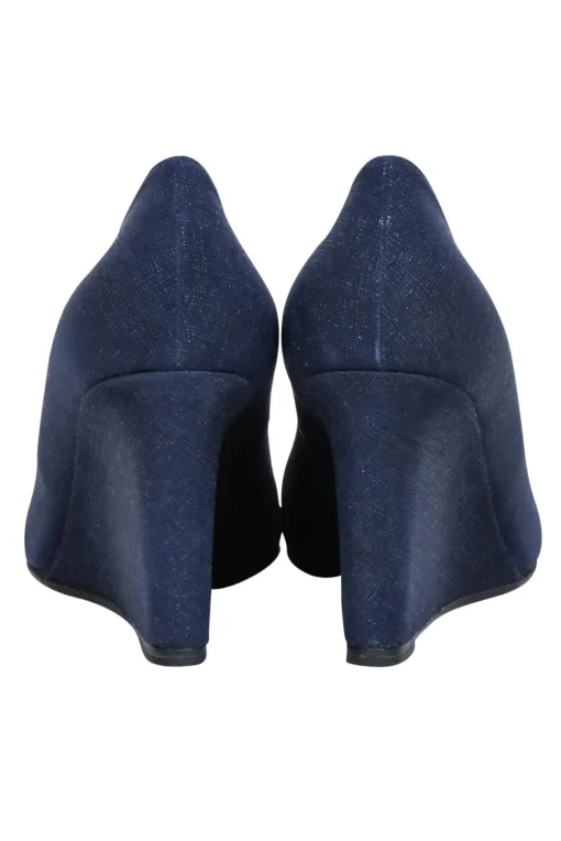 Aquatalia - Navy Textured Wedge Heels Sz 8