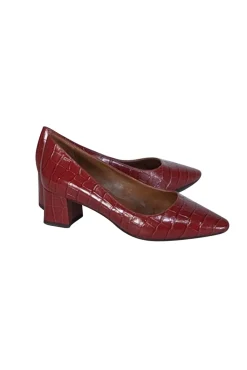 Aquatalia - Ruby Red Croc Embossed Leather Pumps Sz 9