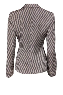 Armani Collezioni - Beige & Brown Checkered Three-Button Blazer Sz 8