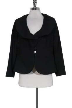 Armani Collezioni - Black Ruffle Collar Blazer Sz 10