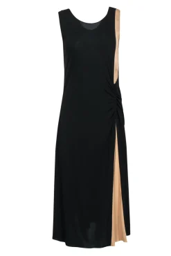 Armani Collezioni - Black Gathered Side Tank Dress w/ Nude Slit Sz 12