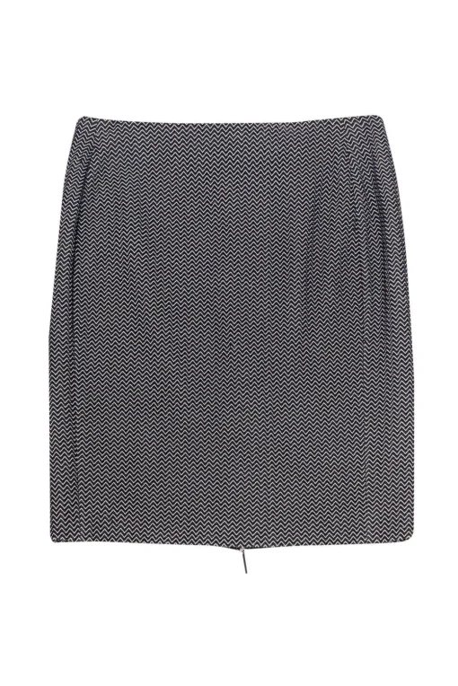 Armani Collezioni - Black & White Chevron Pencil Skirt Sz 8